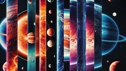 Wall Mural - A Cosmic Tapestry: Exploring the Diverse Wonders of a Colorful, Fragmented Universe