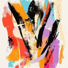 Poster - Abstract Expressionist Brushstrokes in Vivid Colors