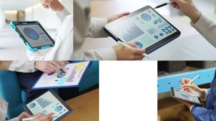 Leinwandbilder - 様々なタブレットPC利用シーンのコラージュ映像