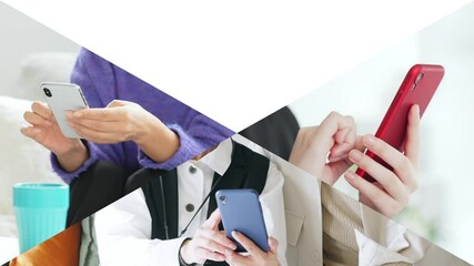 Poster - 様々なスマホ使用シーンのコラージュ映像