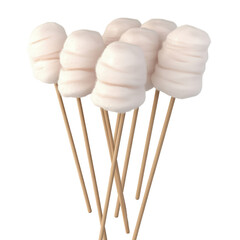 Aufkleber - Fluffy white cotton balls on a wooden stick in a bright and cheerful setting perfect for arts and crafts projects isolated on transparent background..