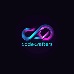 Poster - CodeCrafters Logo, Abstract 3D Design, Neon Gradient, Dark Background