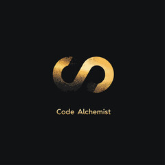 Poster - Code Alchemist Logo with Golden Infinity Symbol on Black