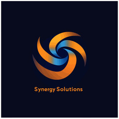 Poster - Synergy Solutions Logo in Gradient Colors on Dark Blue Background