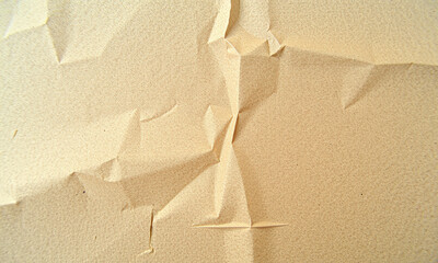 Poster - Textured kraft paper with creases and folds, showcasing natural beige color and unique surface patterns that evoke sense of organic beauty and simplicity