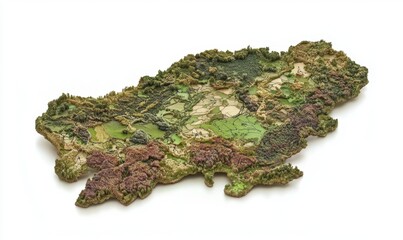 3D model of Serbia's terrain, showcasing diverse landscape, isolated on white background, ideal for geographical studies