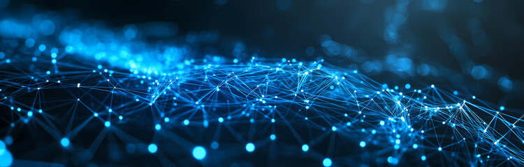 Aufkleber - Digital Network: An abstract representation of a complex digital network, composed of interconnected nodes and luminous connections, showcasing the intricate structure of data flow.