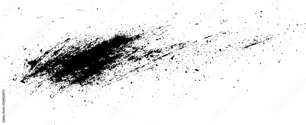 Dynamic Black Paint Splatter Stroke on White Background, Abstract ...
