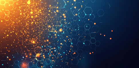 Aufkleber - Abstract Science: A dynamic digital artwork depicting a mesmerizing display of interconnected molecular structures, illuminated with vibrant colors. This image evokes a sense of cutting-edge science.