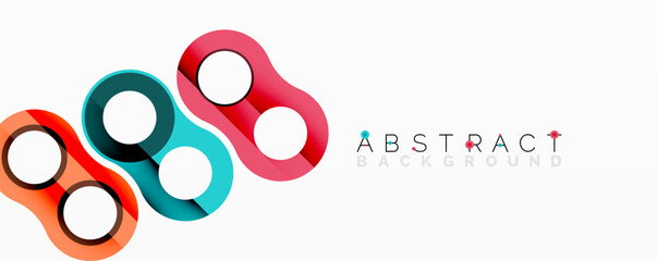 Aufkleber - Colorful circles overlap creating modern design. Bright shapes form abstract composition. Clean lines, vibrant hues, simple geometry.
