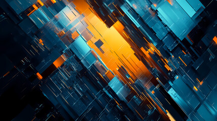 Aufkleber - Digital Dynamics: A mesmerizing display of interconnected technological components bathed in dynamic illumination, representing the complexity and progress of the digital age.