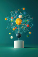 Aufkleber - A conceptual scene of a strategist drawing connections between digital nodes in a network