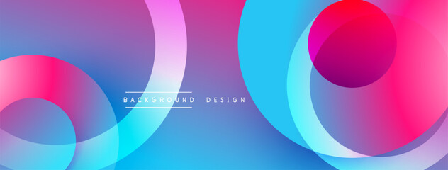 Poster - Abstract design. Overlapping circles create vibrant gradient effect. Blue, purple, pink hues blend seamlessly. Modern aesthetic. Minimalist composition.