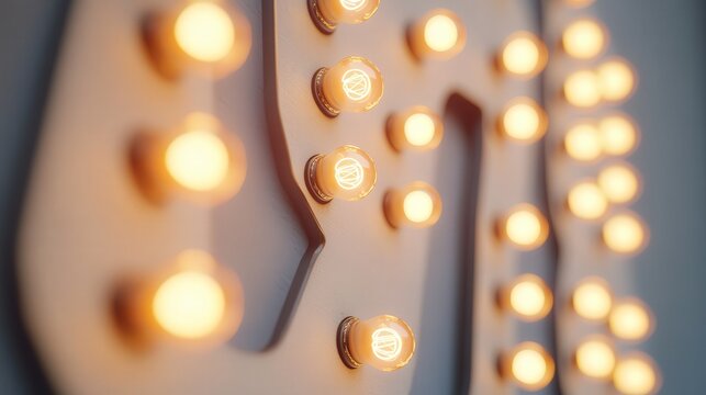 number illuminated by round light bulbs, with each bulb casting a soft, warm light against a white background.