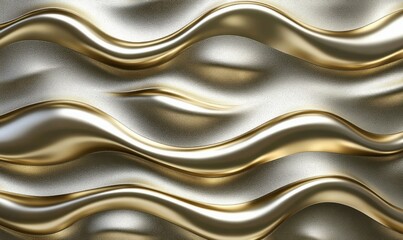 Aufkleber - Abstract gold and silver waves, flowing metallic texture, background for design