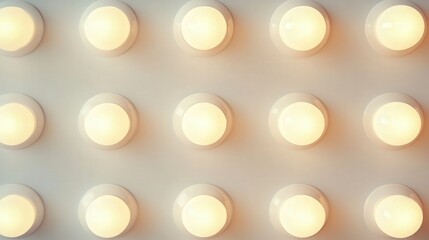 Poster - round light bulbs, each radiating a soft light against the white background.