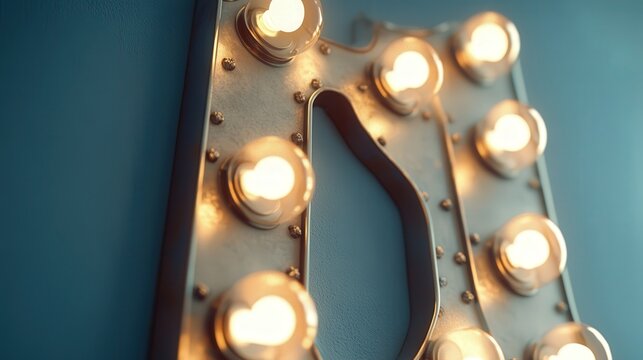 number illuminated by round light bulbs. Each bulb shines brightly against the white background, casting a vintage vibe that enhances the overall design of the sign.