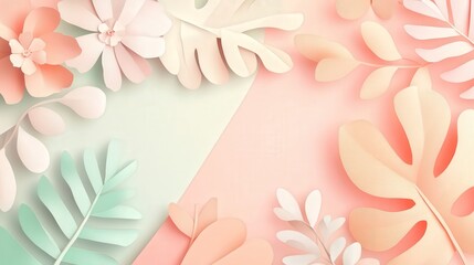 Fototapete - creative abstract background featuring smooth, layered cut paper elements in soft pastel shades.