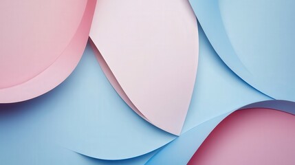 Fototapete - creative abstract background featuring smooth, layered cut paper elements in soft pastel shades.