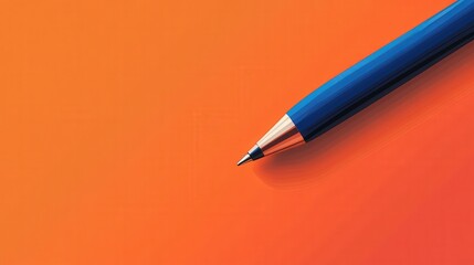 Poster - blue pen and a bright orange background.