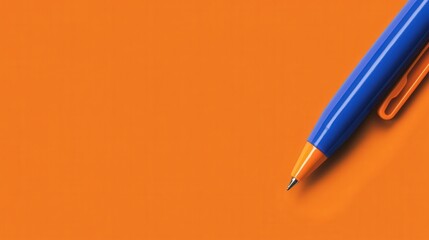 Poster - blue pen and a bright orange background.