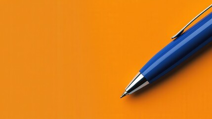 Poster - blue pen and orange background with space for text.