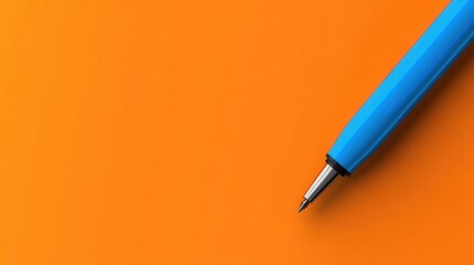 Poster - blue pen on an orange backdrop, with a large empty space for text.