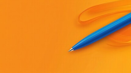 Poster - blue pen on an orange background, with space for text.