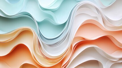 Poster - overlapping smooth cut paper layers in pastel hues.