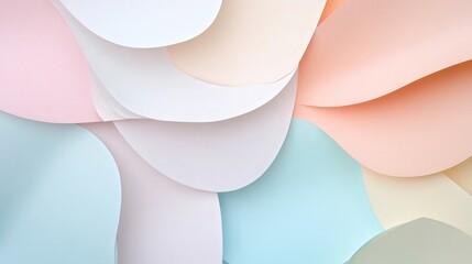 Poster - calming and elegant abstract background made of overlapping cut paper in pastel shades.