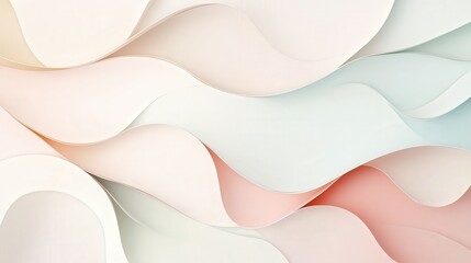 Poster - calming and elegant abstract background made of overlapping cut paper in pastel shades.