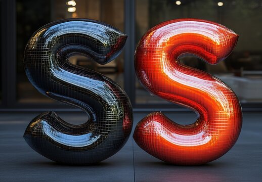 S Letter Bold Font in Red and Black, Modern Design for Fight Night and Sports Graphics