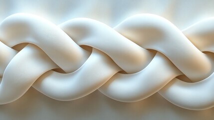 Abstract braided pattern of smooth, off-white, flowing, interwoven strands.
