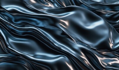 Aufkleber - Dark blue liquid silk flowing, abstract background, elegant design, website banner