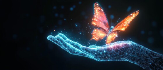 Digital Transformation Futuristic Technology Abstract Butterfly AI Evolution Innovation Management Strategy Society