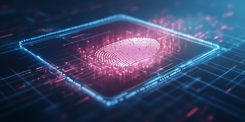 Poster - Digital fingerprint security analysis cyber space infographic virtual environment close-up view technology concept