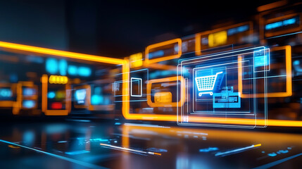 Poster - Digital shopping interface design virtual environment graphic content interactive technology modern viewpoint