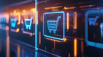 Poster - Digital shopping experience e-commerce environment graphic design futuristic viewpoint online retail concept