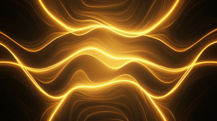 Aufkleber - Golden Waves of Light Flowing in Patterns Across a Dark Background for Abstract Art Design