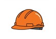 © Laki - A cartoon illustration of an orange hard hat with black outlines on a white background space provided