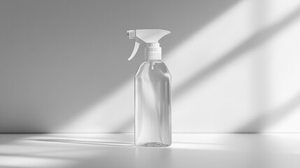 Wall Mural - Transparent spray bottle centered on a light backgro