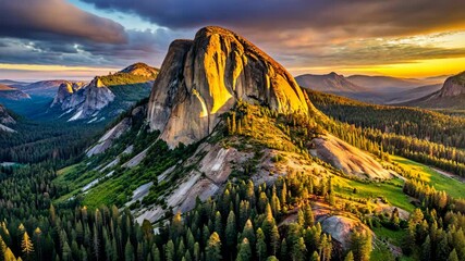 Poster - Majestic Mountain Peak at Sunset A Breathtaking Aerial View of Nature's Splendor