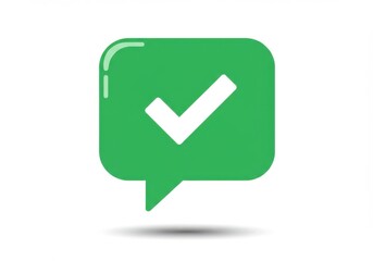 Poster - A green speech bubble with rounded corners and a white check mark inside on a white background image