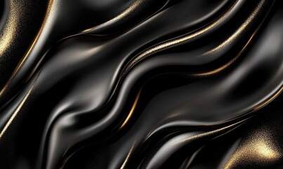 Aufkleber - Elegant black and gold fabric waves, abstract background, luxury texture, design