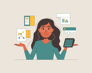 Poster - Woman Managing Data Analytics, Reports, And Online Business Strategies