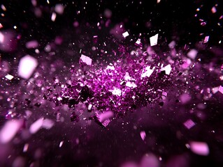 Poster - Pink geometric shapes are exploding in a darkened background
