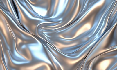 Aufkleber - Silver fabric folds, abstract background, luxurious textile texture, design element