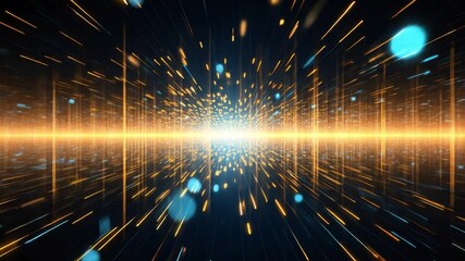Poster - data stream: a dazzling digital tunnel of light and energy pulses with vibrant motion, a captivating
