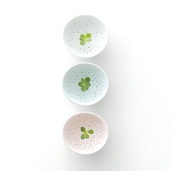 Poster - Three bowls with plants arranged in a vertical composition