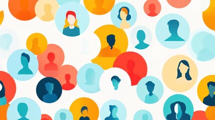 Abstract social network background.  Silhouette people. Colorful circles